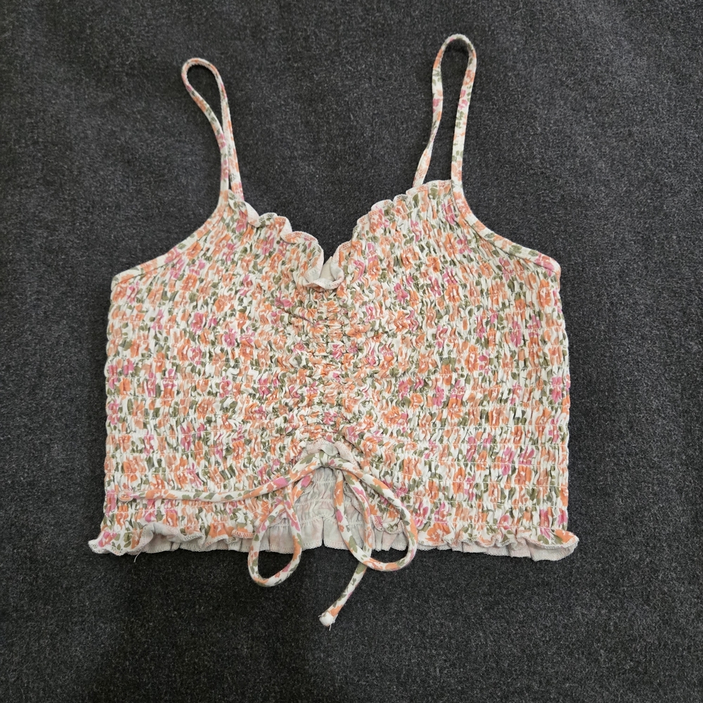 Aeropostale Floral Smocked Crop Top - Multicolor